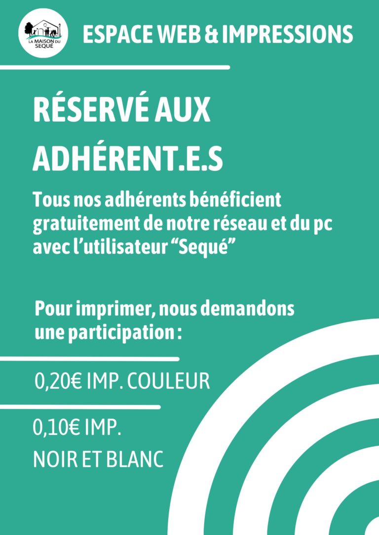 Nouveauté coin informatique internet et impressions pour les adhérents